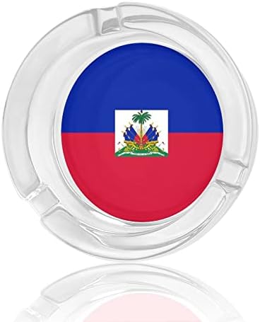 Zastava Haiti Glass Ashtray Okrugle cigarete Kućište za nosače pepela za kućni uredski ukras