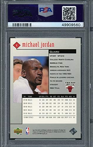 Michael Jordan 1998 Gornja paluba Crna dijamantska košarkaška kartica # 8 Ocjenjina PSA 9 metvica