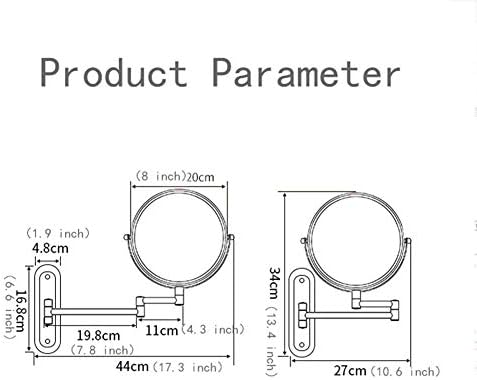 GRUNI zidno ogledalo za šminkanje sa uvećanjem,8-inčno dvostrano ogledalo za uvećanje ispraznosti,dvostrano proširivo,okretno za 360