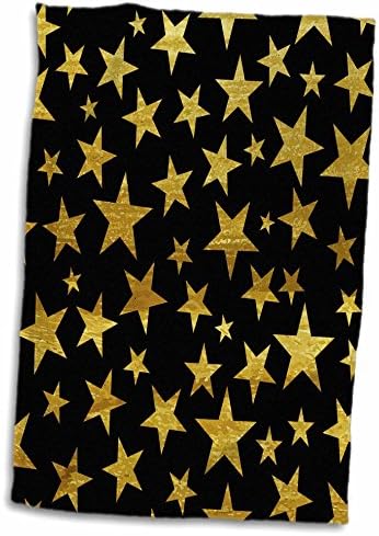 3droze Zlatne zvijezde na crnom pozadinu Svečano zamotavanje papira - ručnici