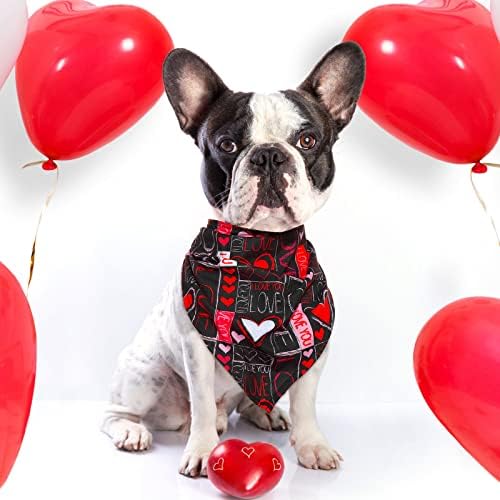 4 komada Valentinovo za-bandanas bandana s perilicama za pranje šal sa usnama srčanim i ljubavnim uzorcima kućnih ljubimaca za pse