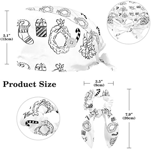 Sestre piling kapice Žene duge kose, sretan božićni podesivi radni kapa sa dugmetom i lukom kosom