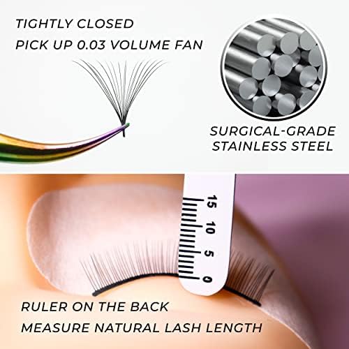 Llba Lash Tweezer Professional Volume lažni alat za apliciju za lash | MULTI OBJEKTI I SMANJENJE | Neklizajući grip pinceta za jačinu, izolaciju i klasične trepavice