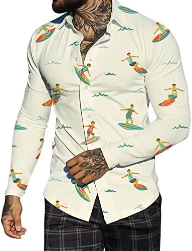 Xxzy muške jesenske košulje muškarci jesenski zimski jednokratni grudi casual revel puna print plaža dugačak dugi rukav košulja s