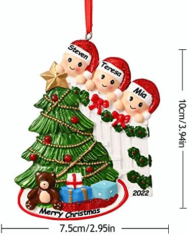 Personalizovani Božićni ukrasi 2022 porodica 2/3/4/5/6 prilagođeni Božićni Ornament sa imenima prilagođeni porodični ornamenti za ukras jelke prilagođeni pokloni, porodica od 3