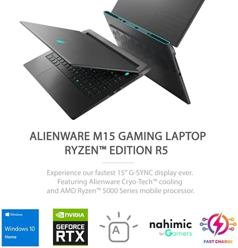 2021 Alienware M15 Ryzen Edition Gaming Laptop, 15.6 FHD 165Hz 3ms ekran, AMD Ryzen 7 5800h, RTX 3060 6G GDDR6 , 16GB RAM, 1TB SSD, RGB tastatura sa pozadinskim osvetljenjem, WiFi 6, osvojite 10 Home