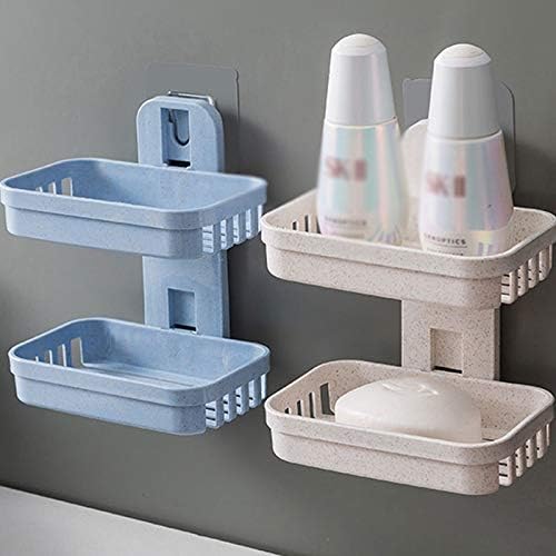 Jkuywx posude za usisne čaše za kupatilo plastični držači zidni dvospratni Creative Drainage Storage dvostruki Regali