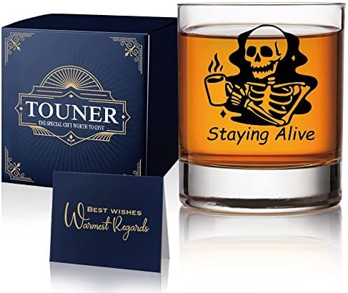 Touner Staying Alive Whisky naočare, Halloween Skull Whisky Glass, Funny rođendanski pokloni za muškarce, Funny poklon za muža Tate