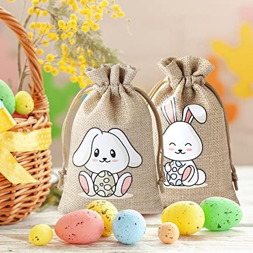 24kom Uskršnje vreće sa vezicama, torbe za uskršnje slatkiše male Favor torbe, slatka poklon torba za Zečicu za uskršnju zabavu