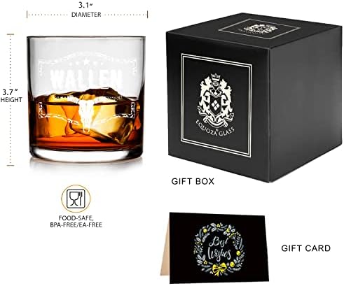 Wallen Old Fashioned Whisky Rocks Glass 11oz-Burbon Scotch Lowball Clear Cup - jedinstveni pokloni za muškarce žene-personalizirani