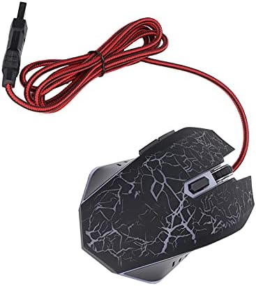 PUSOKEI žičani miš za igre, svjetleći Crack RGB računarski miševi, 6 tipki za igre, USB Port, podesivo osvjetljenje za igre, Plug and Play, za igranje igara, poslovni ured