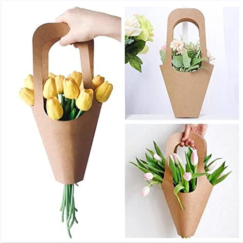 Duga xin serija KRAFT papir cvijeće poklon kesičke vrećice Bouquets torbe s ručkom cvijeće za omotavanje poklona za kucanje ukras