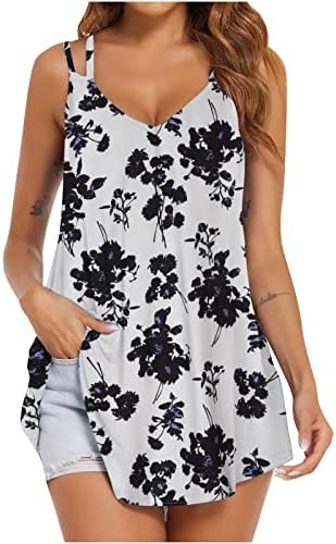 Teen Girls Beaveless Patmort V izrez Brunch Loop Fit Camisole Tank Basic Bluza Prsluk majica Tee za žene 53