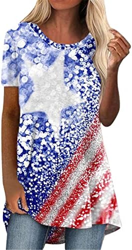 Patriotske majice za ženska američka zastava majica Ležerne prilike ljetnih vrhova kratkih rukava trake kravata Tie-Dye Comfy Loose Majice Top