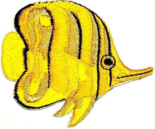 Kleenplus Yellow Angel Fish Patch vezena značka glačala na šini na amblemu za odjeću naljepnica za odjeću ARTELFISH slatki životinjski crtani flaster ukrasni popravak