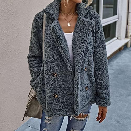 Cokuera modni pad jakne za žene elegantne solidne boje zimskog plišanog kaputa na dugim rukavima casual slim fit fleece slojevi
