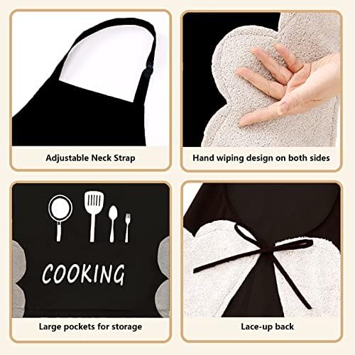 Podesiva kuhinjska pregača s ručnom obrisom, otporni na vodu s 1 džepa za kuhanje poklopca za žene i muškarce