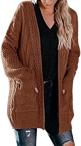 Kulywon 2022 jesen i zimska ženska srednja dužina prženog tijesta Twist Pocket Pleteni džemper sa džemper od kardigan
