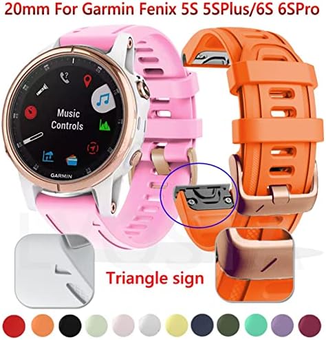 TIOYW 20mm Trake za sat za Garmin Fenix ​​7s 6s 6spro sat Brzo oslobađanje Silikone Easy Fit Trake za zglobove za Garmin Fenix ​​5s