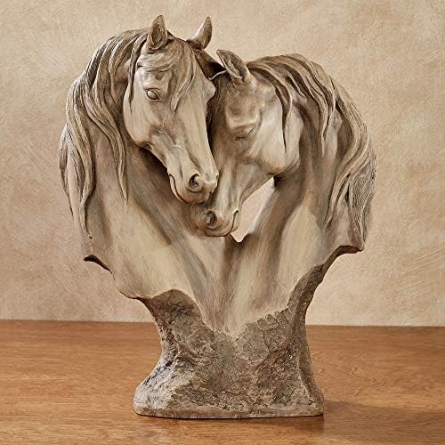 Dodir klase koji vole konje Tabela Skulptura Tan - svijetlosmeđa - izrađena od smole - Dekor zaslona za ljubitelje konja spavaća soba, dnevni boravak - statua za glavu životinjske glave - Nuzzing