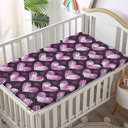 Opremljeni mini listovi sa životinjama, prenosivi mini listovi krevetića posteljina za madrac posteljina madrac-baby za dječake djevojke, 24 x38, tamna indigo ružičasta bijela