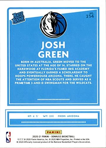 2020-21 Donruss # 234 Josh Green Dallas Mavericks Rookie Basketball Card