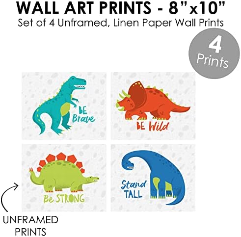 Velika tačka sreće Roar Dinosaur - Unfrand Dino Trex vrtić i dječja soba posteljina na zidu - set od 4 - artibmi - 8 x 10 inča
