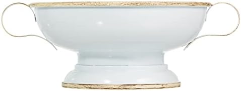 KAMU DOMAĆITE METALNA ZONA ZA DEKORATIVNI CENTAR, stol, kućni dekor - rustikalna bijela veličina zdjela s ručkama - seoska kuća Kuhinjski