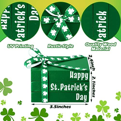 Dnevna ladica u St. Patricku Shamrocks Shamrocks Relied ladice znakovi Green Book blok paketa Decor Drvene knjige Dekor dekor sa lukom