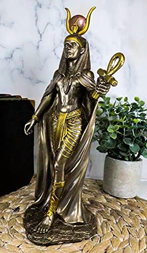 EBROS Egipatska Božica Hathor Holding Ankh Statue 11 Visok zaštitnici majčinstvo radosti ljubavi i feminizma Klasični Egipatski dekor