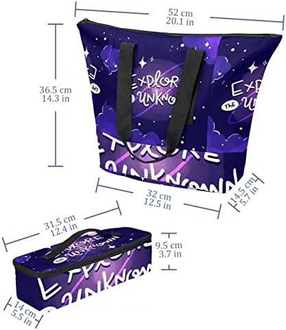 Torba za ručak Cooler Bag izolovana kutija za ručak vodootporna termo torba za ručak za posao, piknik i plažu, Purple Cartoon Galaxy