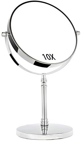 TAOKEY 8-inčni 10x ogledalo za uvećanje, dvostrano ogledalo za šminkanje na Okruglom postolju za stol, toaletni sto u spavaćoj sobi i kupatilo dvostrano dvostrano ogledalo za uvećanje bez recepta 10x/1x.