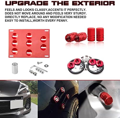Xotic Tech Set Licenjska ploča za vuču + kotač Kotači CAPS ventila za vazduh + puštanje branika Pričvršćivač sklopka Kompatibilni sa Mazda 3 6 2014-2018 & CX-5 2013-2018 & MX-5 Miata -2018