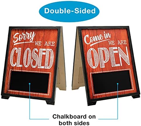 Exceello Global Proizvodi A-Frame Open / Zatvoreni znak W Chalkboard Rustikalna jednostavna za montiranje informativnog poslovanja Restoran Bar Dvostrani Vintage Drveni znakovni dekor 17x13 inča