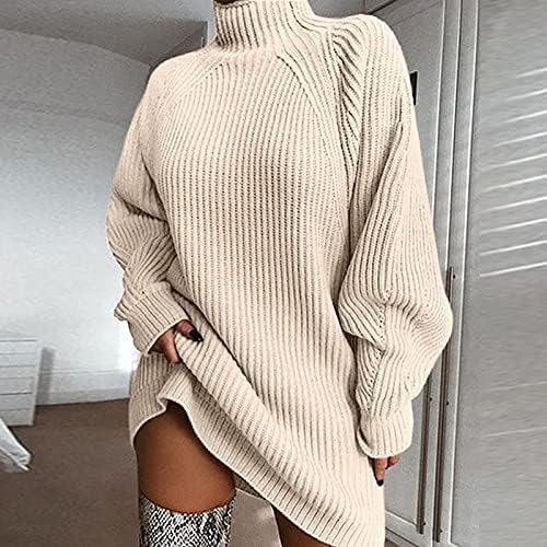 Ženska modna casual pletena čvrsta boja dugih rukava dugim rukavama mini haljina kašmire džemper