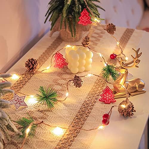 Oštra LED bakarna žica svjetla Božić Orman dekoracija dekoracija ukrasi crveno voće niz Božić žičana svjetla baterija Mini svjetla