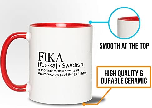 Bubble Hugs ohrabrenje Crvena Dvotonska šolja za kafu 11Oz-Fika trenutak da usporite cijenite dobru stvar u životu - Švedska Švedska definicija pozitivan citat motivacijski