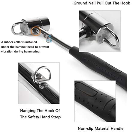 Guangming - Kamp Hammer Mallet Puller, Vanjski čekić od čeličnog čelika sa držačem za držače i klizač, idealni ručni alat za udjele šatorskog pega - 240 × 55 mm