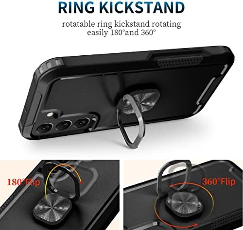 Petocase za Samsung Galaxy S22 Case Heavy Duty Cull Body Otporni na udarcu s 360 ° držačem prstena Podrška hibridni branik silikonski