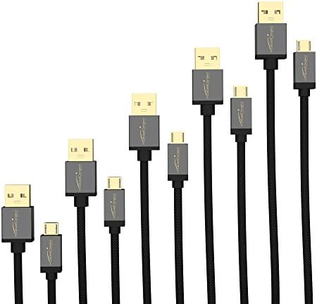 Kabeldirekt - 3 x 3.28ft crni najlon Micro USB 2.0 kabl za sinhrke i punjenje - Top serija