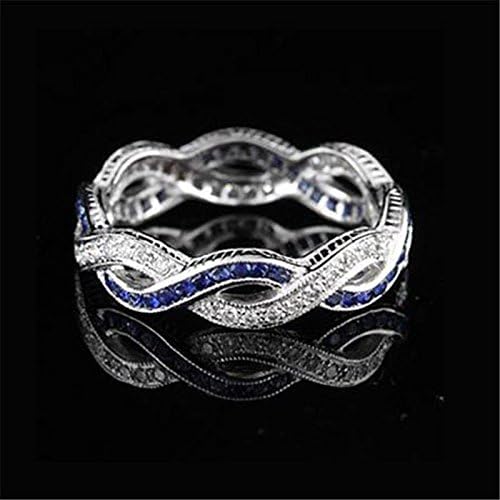 Aunyamanee Nakit 925 Srebrna Žena Plavi Safir Infinity Vjenčani Nakit Poklon Prsten Size5-10