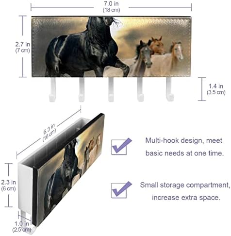 Tbouobt ključ i držač pošte za zid, vješalica za ključeve za zid sa 5 kukica, za zidni ukrasni viseći Organizator Kućni dekor za ulaz, životinjsko stado konja