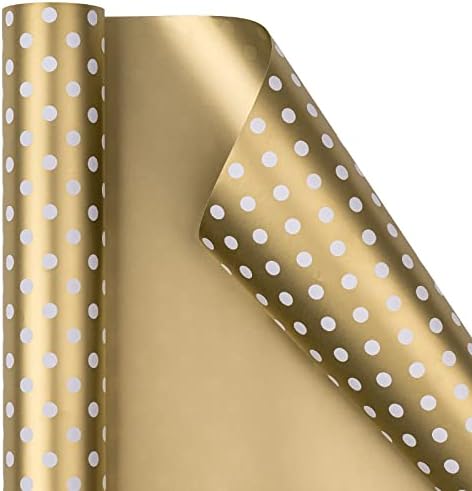 WRAPAHOLIC reverzibilni papir za umotavanje - 30 inča x 33 stope Zlatni Print i dizajn na točkice za rođendan, praznik, vjenčanje, Baby Shower