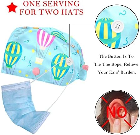 2 pakovanja baloni s toplim zrakom uzorak radna kapa s tipkama za žene / muškarce Duks Podesivi kravata bouffant šeširi