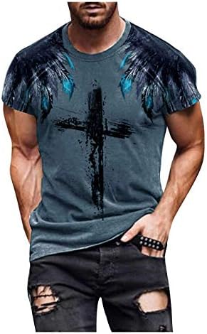 XXBR muške vintage ulje boje Vjera Isus Cross Print Casual T-majice Christ Crewneck Dukserice kratkih rukava