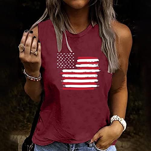 Ženski vrhovi američkim stavovima za zastavu za žene Patriotska majica 4. srpnja SAD-Sjedinjene Američke Države Stars Stripes Print majica bez rukava