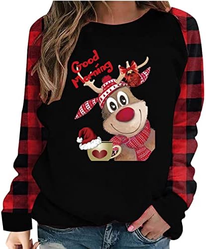4zhuzi Slatki božićni džemper za žene smiješne životinjske jelene Print s dugim rukavima Fall Novety Xmas Crewneck Dukserice