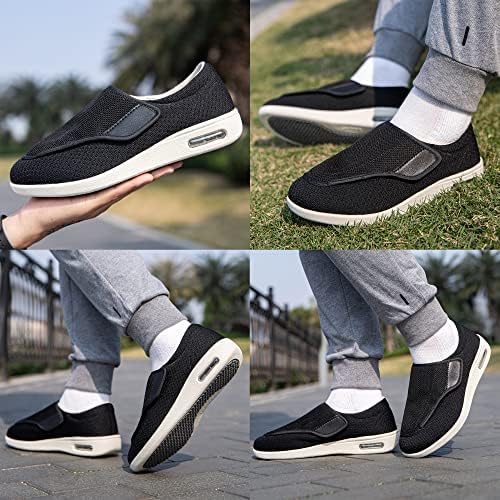 Youyun Diabetic Cipele za muške širine širine X za starije osobe podesive Velcro Zatvaranje prozračne lagane nepropusne širenje cipele