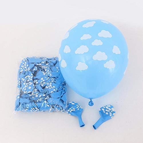 50pcs Cloud Latex baloni Dekorativni baloni Plavi i prozirni Cloud Print Baloni za tuširanje dječaka Djevojke Birthday Party Supplies