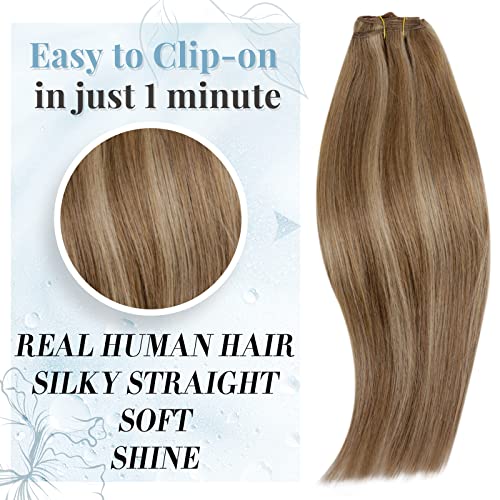 Kupite zajedno uštedite više Runature Clip u ekstenzijama za kosu prava ljudska kosa ravna kopča u prirodnim ekstenzijama za kosu zlatno smeđa istaknuta zlatno plava 14 inča 105g i 12 inča 80g